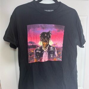 Juice WRLD Black Graphic Men’s T-Shirt with Pink Sunset Artwork